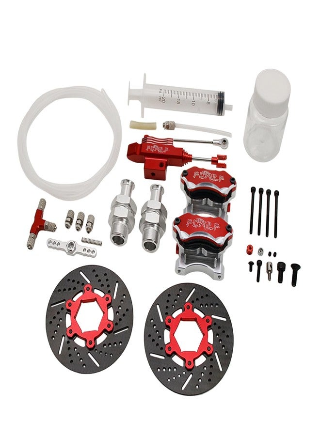 FLMLF Front Wheel Hydraulic Brake System Kit with Metal Calipers and Disc for 1/5 Hpi Rovan Km Baja 5b Ss 5t 5sc RC Car Parts - Image 1